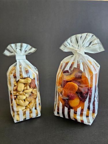 Kreuzbodenbeutel - Längsstreifen weiss